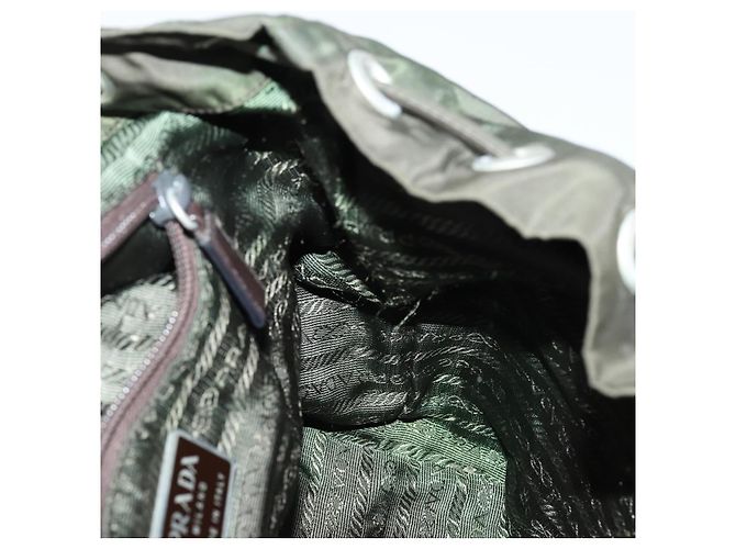 PRADA Backpack Nylon Khaki Silver Auth 147399 Silvery - view 22