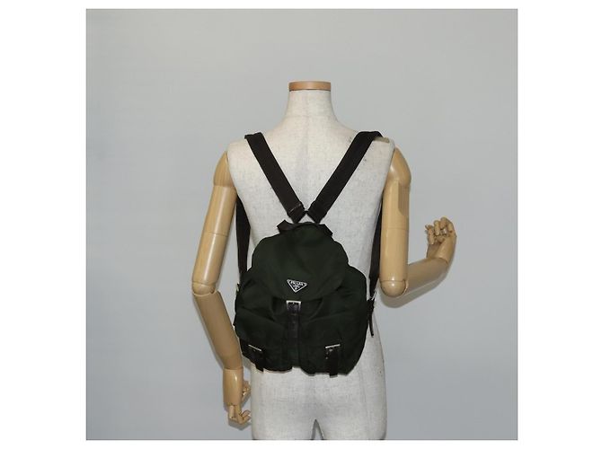 PRADA Backpack Nylon Khaki Silver Auth 147399 Silvery - view 26