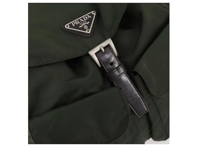 PRADA Backpack Nylon Khaki Silver Auth 147399 Silvery - view 9