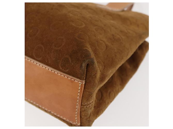 Céline CELINE C Macadam Canvas Handtasche aus Wildleder in Braun und Gold Auth 146684 Golden - Ansicht 14