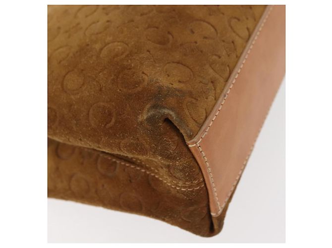 Céline CELINE C Macadam Canvas Handtasche aus Wildleder in Braun und Gold Auth 146684 Golden - Ansicht 15