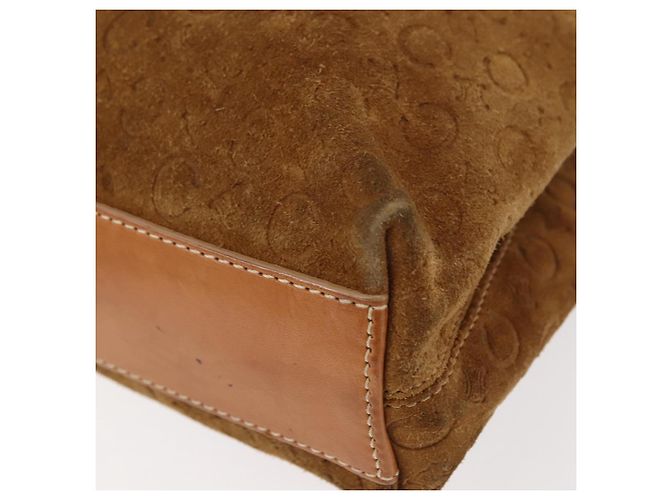 Céline CELINE C Macadam Canvas Handtasche aus Wildleder in Braun und Gold Auth 146684 Golden - Ansicht 16