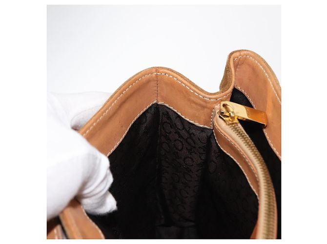 Céline CELINE C Macadam Canvas Handtasche aus Wildleder in Braun und Gold Auth 146684 Golden - Ansicht 18