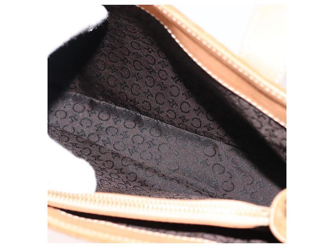 Céline CELINE C Macadam Canvas Handtasche aus Wildleder in Braun und Gold Auth 146684 Golden - Ansicht 19
