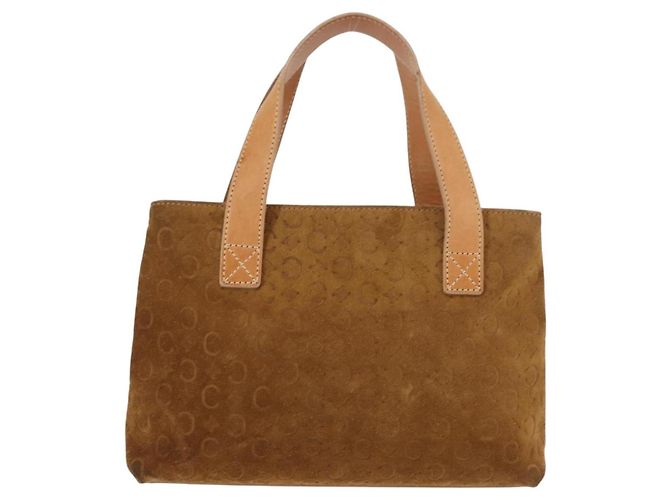 Céline CELINE C Macadam Canvas Handtasche aus Wildleder in Braun und Gold Auth 146684 Golden - Ansicht 2