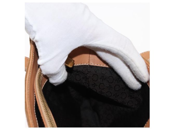 Céline CELINE C Macadam Canvas Handtasche aus Wildleder in Braun und Gold Auth 146684 Golden - Ansicht 20