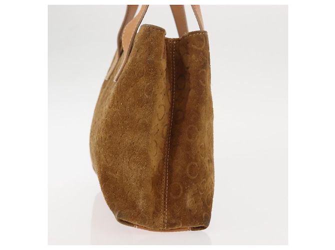 Céline CELINE C Macadam Canvas Handtasche aus Wildleder in Braun und Gold Auth 146684 Golden - Ansicht 3