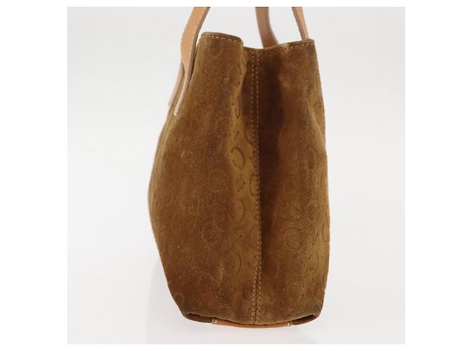 Céline CELINE C Macadam Canvas Handtasche aus Wildleder in Braun und Gold Auth 146684 Golden - Ansicht 4