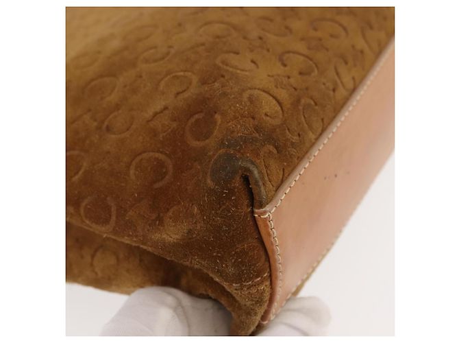 Céline CELINE C Macadam Canvas Handtasche aus Wildleder in Braun und Gold Auth 146684 Golden - Ansicht 9