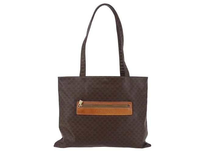 Céline Borsa tote in tela Macadam CELINE in pelle PVC marrone oro Auth ep11356 D'oro - vista 13