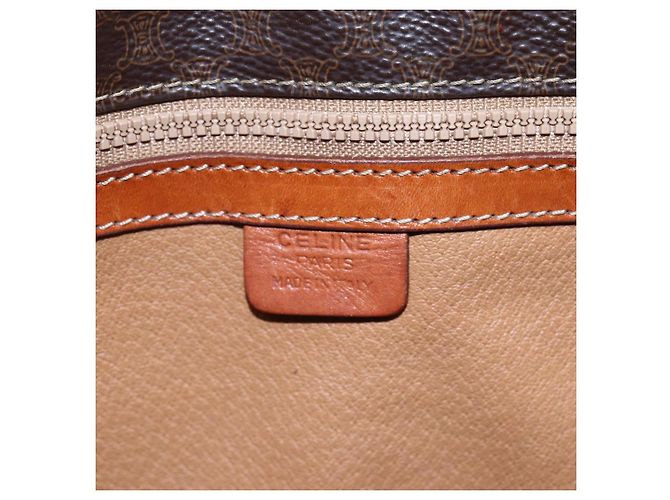 Céline Borsa tote in tela Macadam CELINE in pelle PVC marrone oro Auth ep11356 D'oro - vista 18