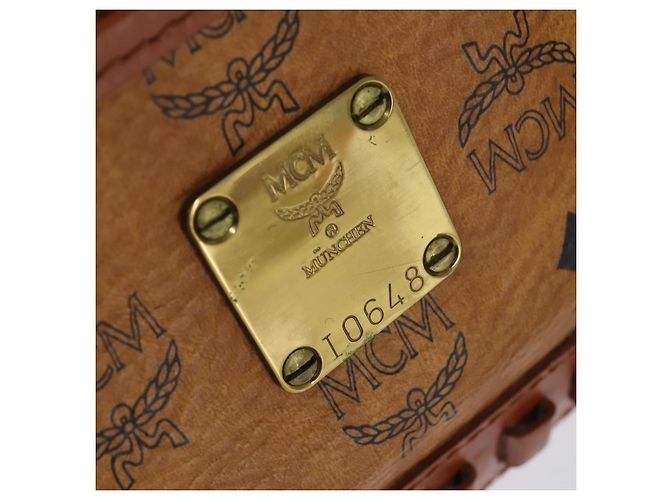 Borsa Boston MCM Logogram Vicetos PVC Marrone Oro Auth 146828 D'oro - vista 11
