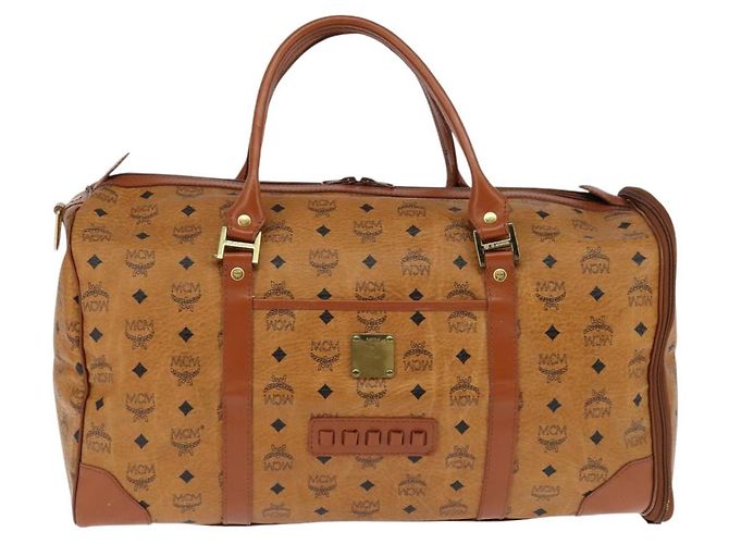 Borsa Boston MCM Logogram Vicetos PVC Marrone Oro Auth 146828 D'oro - vista 13