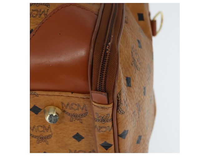 Borsa Boston MCM Logogram Vicetos PVC Marrone Oro Auth 146828 D'oro - vista 15