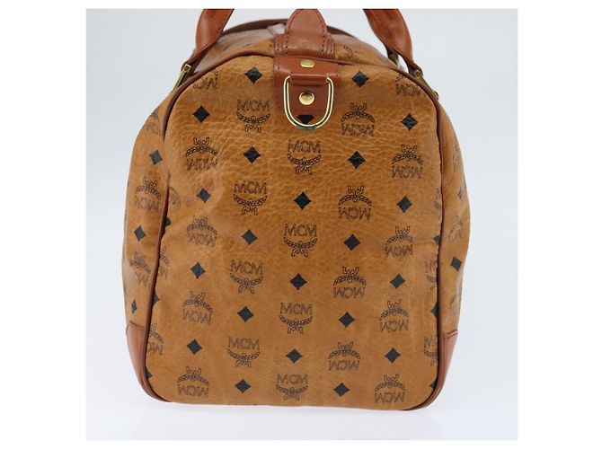 Borsa Boston MCM Logogram Vicetos PVC Marrone Oro Auth 146828 D'oro - vista 3