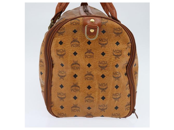Borsa Boston MCM Logogram Vicetos PVC Marrone Oro Auth 146828 D'oro - vista 4