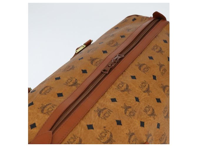 Borsa Boston MCM Logogram Vicetos PVC Marrone Oro Auth 146828 D'oro - vista 6