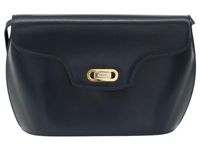Bally Borsa a Spalla in Pelle Blu Navy Oro Auth BA7814 D'oro - vista 13