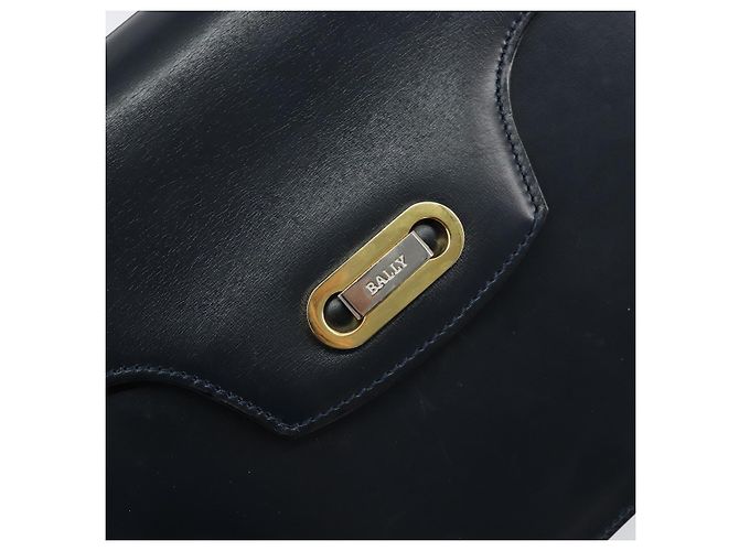Bally Borsa a Spalla in Pelle Blu Navy Oro Auth BA7814 D'oro - vista 17