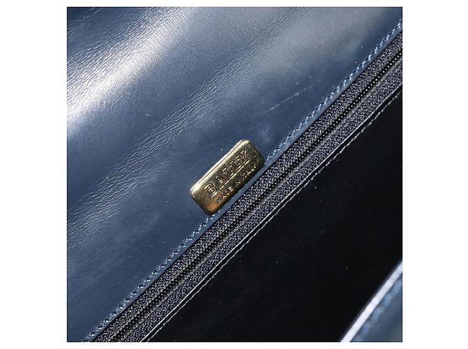 Bally Borsa a Spalla in Pelle Blu Navy Oro Auth BA7814 D'oro - vista 18