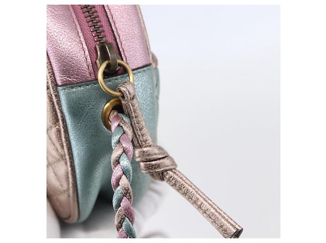 Bolso de Hombro GUCCI de Piel de Cordero Azul Claro Dorado 534951 Auth ka093 - vista 10