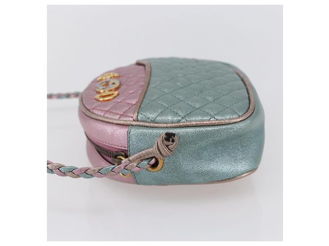 Bolso de Hombro GUCCI de Piel de Cordero Azul Claro Dorado 534951 Auth ka093 - vista 3