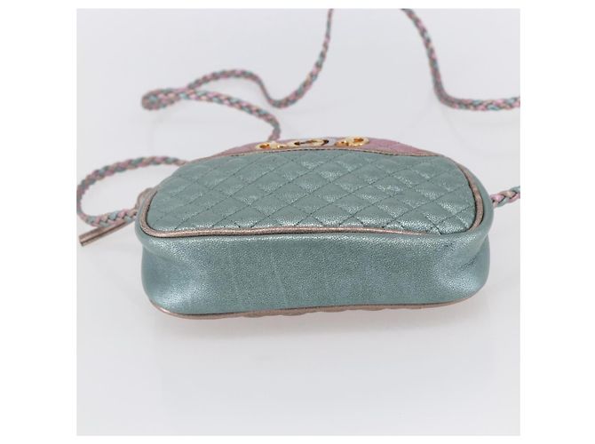 Bolso de Hombro GUCCI de Piel de Cordero Azul Claro Dorado 534951 Auth ka093 - vista 5