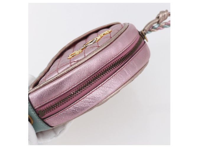 Bolso de Hombro GUCCI de Piel de Cordero Azul Claro Dorado 534951 Auth ka093 - vista 6