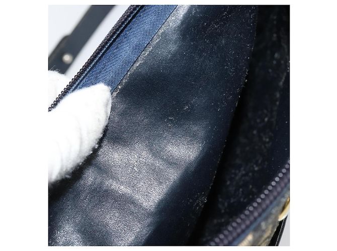 Christian Dior Trotter Canvas Schultertasche Marineblau Gold Auth 152726 Golden - Ansicht 10