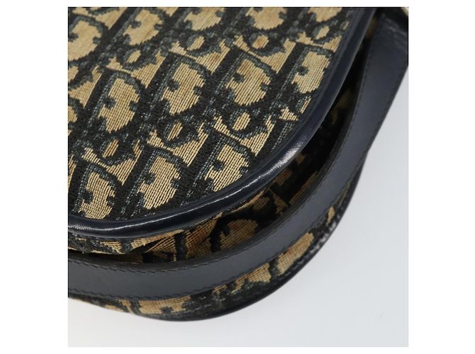 Christian Dior Trotter Canvas Schultertasche Marineblau Gold Auth 152726 Golden - Ansicht 14