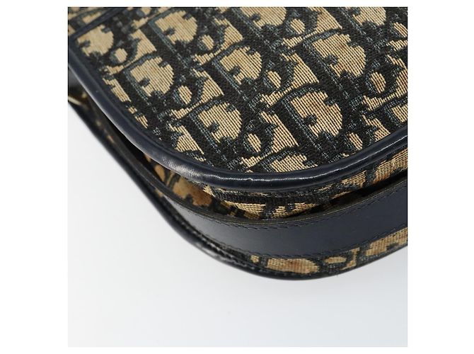 Christian Dior Trotter Canvas Schultertasche Marineblau Gold Auth 152726 Golden - Ansicht 15