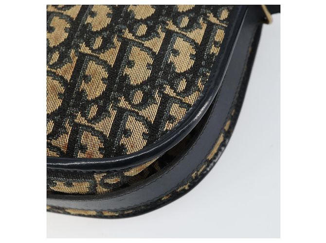 Christian Dior Trotter Canvas Schultertasche Marineblau Gold Auth 152726 Golden - Ansicht 16