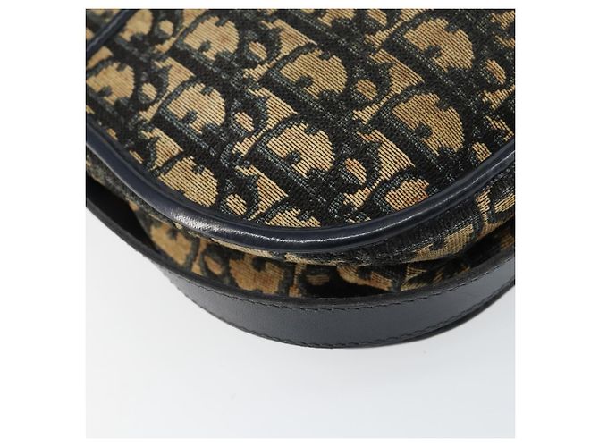 Christian Dior Trotter Canvas Schultertasche Marineblau Gold Auth 152726 Golden - Ansicht 17