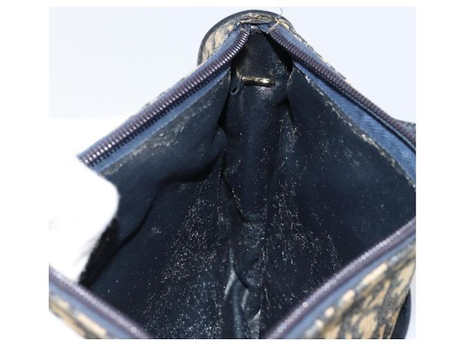 Christian Dior Trotter Canvas Schultertasche Marineblau Gold Auth 152726 Golden - Ansicht 20