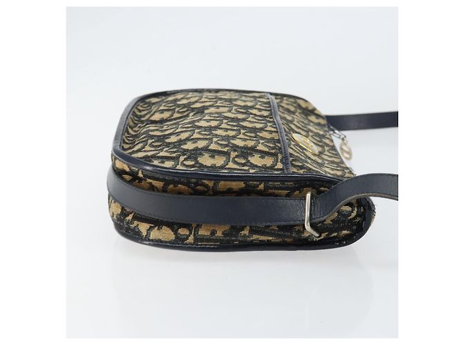 Christian Dior Trotter Canvas Schultertasche Marineblau Gold Auth 152726 Golden - Ansicht 3