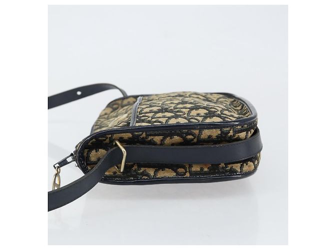 Christian Dior Trotter Canvas Schultertasche Marineblau Gold Auth 152726 Golden - Ansicht 4