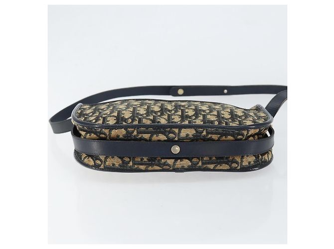 Christian Dior Trotter Canvas Schultertasche Marineblau Gold Auth 152726 Golden - Ansicht 5