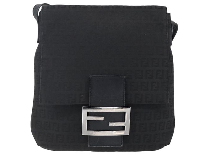 FENDI Zucchino Canvas Schultertasche Schwarz Silber Auth ka081 - Ansicht 13
