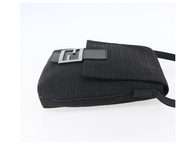 FENDI Zucchino Canvas Schultertasche Schwarz Silber Auth ka081 - Ansicht 4