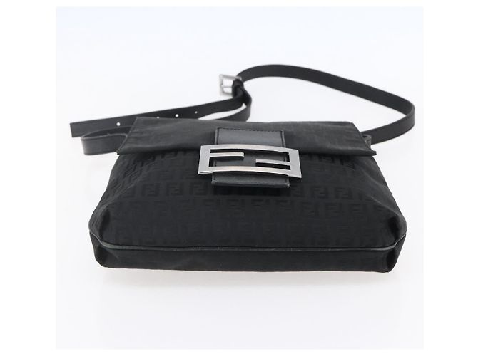 FENDI Zucchino Canvas Schultertasche Schwarz Silber Auth ka081 - Ansicht 5