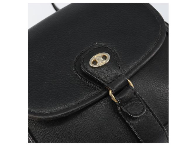 Céline Borsa a Spalla in Pelle Nera e Oro Auth BA8003 Nero D'oro - vista 17