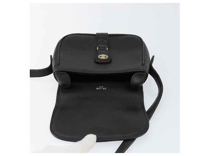 Céline Borsa a Spalla in Pelle Nera e Oro Auth BA8003 Nero D'oro - vista 18