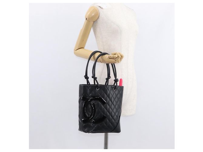 CHANEL Borsa Tote Matelassé Linea Cambon Pelle Nera Argento CC Auth 148463SAV Nero - vista 23