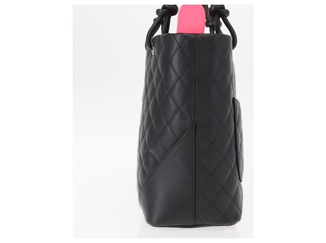 CHANEL Borsa Tote Matelassé Linea Cambon Pelle Nera Argento CC Auth 148463SAV Nero - vista 3