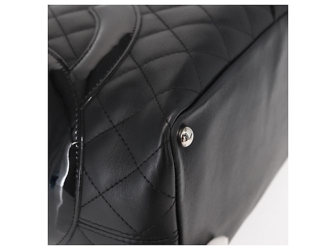 CHANEL Borsa Tote Matelassé Linea Cambon Pelle Nera Argento CC Auth 148463SAV Nero - vista 8