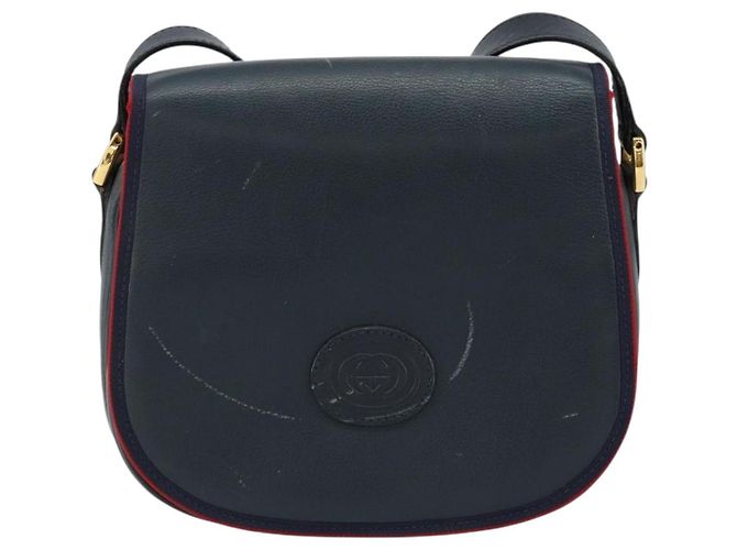 Borsa a Spalla in Pelle GUCCI Blu Navy Oro 007 261 0107 Auth ep11947 D'oro - vista 13