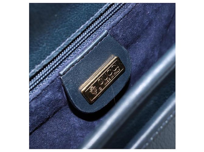 Borsa a Spalla in Pelle GUCCI Blu Navy Oro 007 261 0107 Auth ep11947 D'oro - vista 19