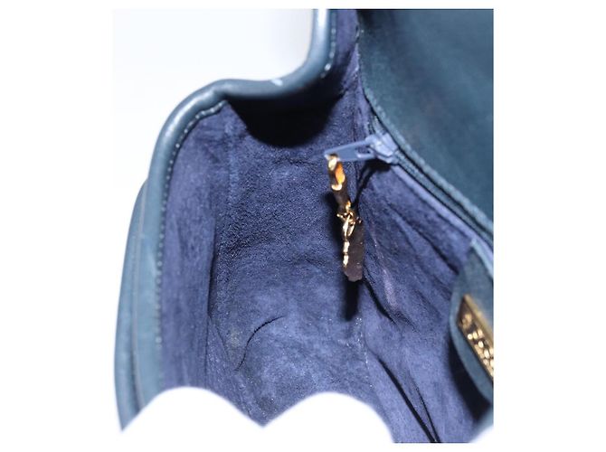 Borsa a Spalla in Pelle GUCCI Blu Navy Oro 007 261 0107 Auth ep11947 D'oro - vista 21