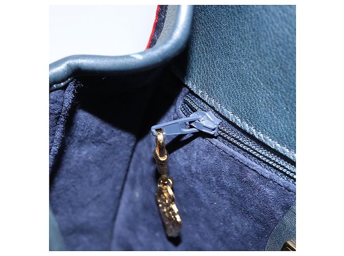 Borsa a Spalla in Pelle GUCCI Blu Navy Oro 007 261 0107 Auth ep11947 D'oro - vista 22
