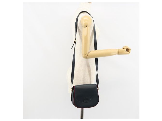 Borsa a Spalla in Pelle GUCCI Blu Navy Oro 007 261 0107 Auth ep11947 D'oro - vista 24